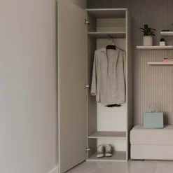 Mobile armadio multiuso ingresso 50x180h cm appendiabiti con specchio beige cashmere Effort