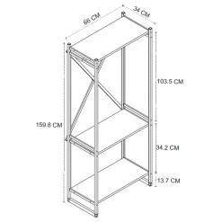 Mobile ingresso appendiabiti 66x160h cm industrial con scarpiera metallo antracite Loft