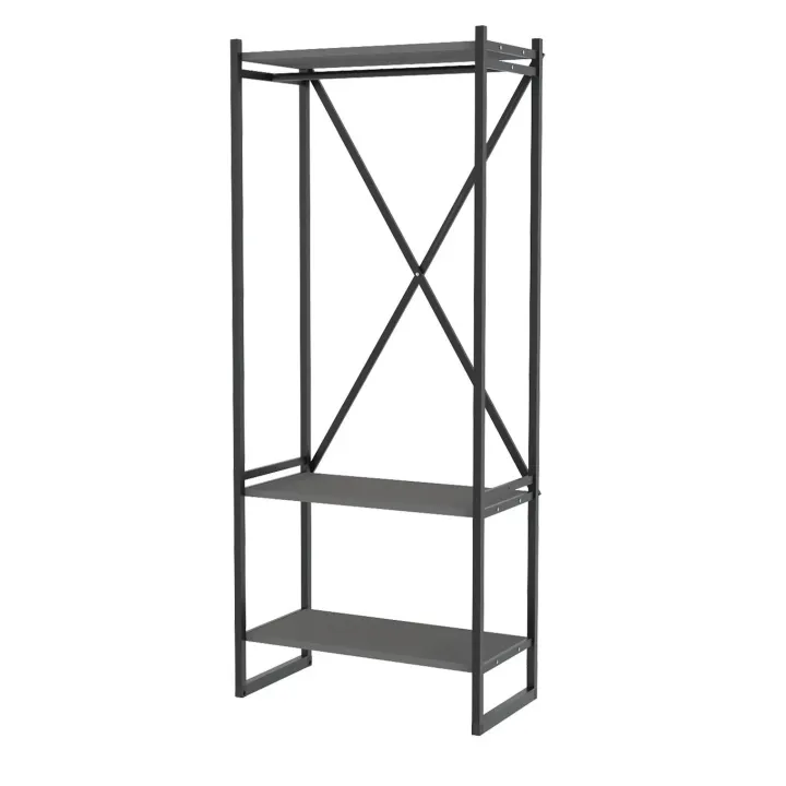 Mobile ingresso appendiabiti 66x160h cm industrial con scarpiera metallo antracite Loft