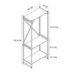 Mobile ingresso appendiabiti 66x160h cm industrial con scarpiera metallo rovere rustico Loft