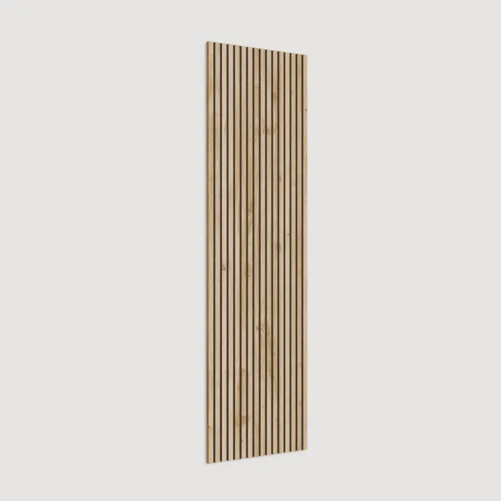Mobile ingresso sospeso consolle 132x240h cm pannello cannettato marrone rovere chiaro Sunset Decor 1020