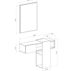 Mobile ingresso sospeso 100x185h cm con specchio bianco rovere Rich Gihome®