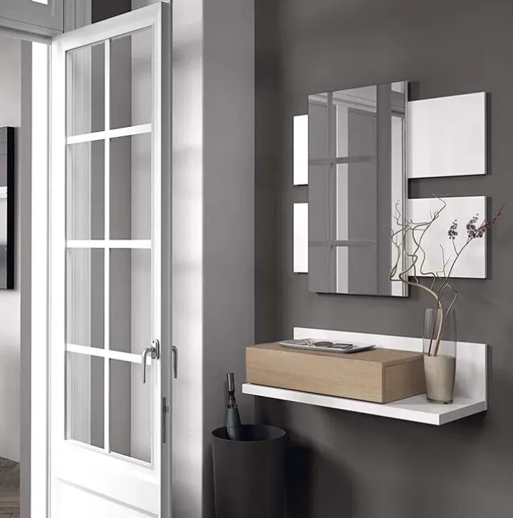 Mobile ingresso sospeso 75x140h cm con specchio bianco rovere Amy Gihome®