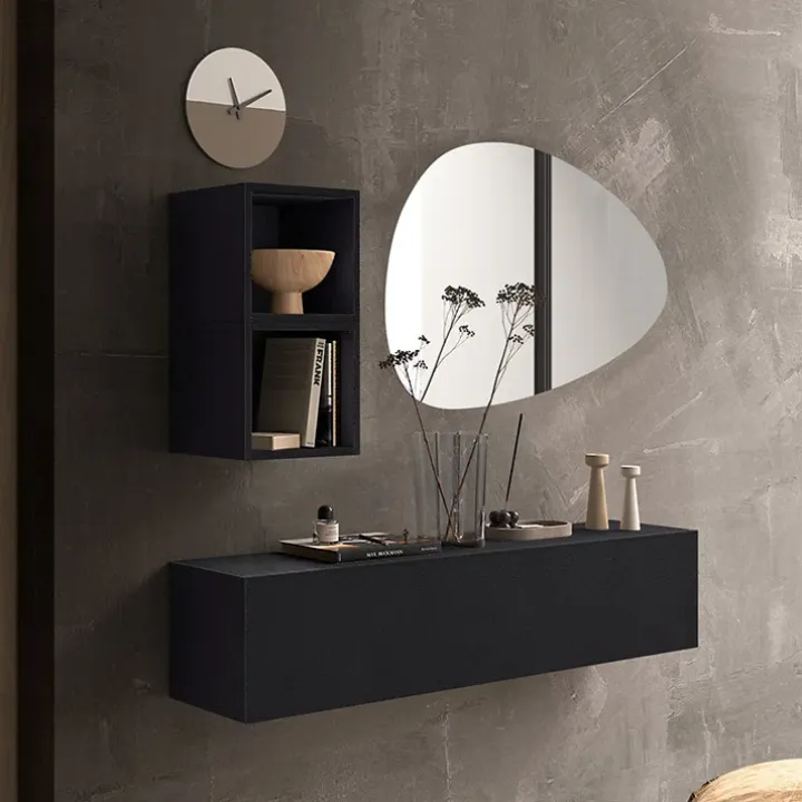 Mobile ingresso sospeso 138x140h cm 1 anta 2 cubotti ossido nero Sunset 59