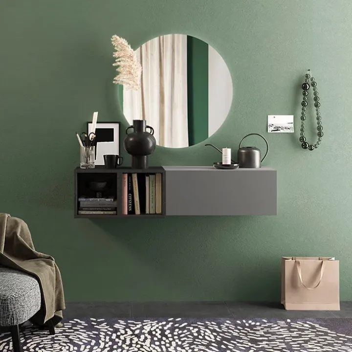 Mobile ingresso sospeso 125x29h cm 1 anta 2 cubotti antracite grigio scuro Sunset 56