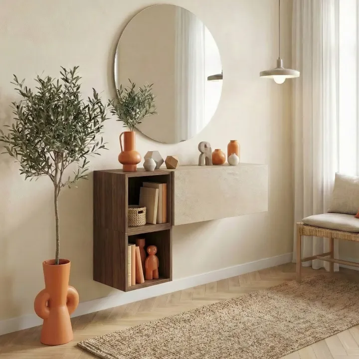 Mobile ingresso sospeso 97x56h cm tortora rovere scuro Sunset 1001