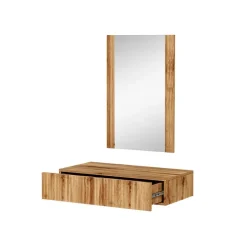 Mobile ingresso sospeso 80x97h cm con specchio cannettato quercia Essence