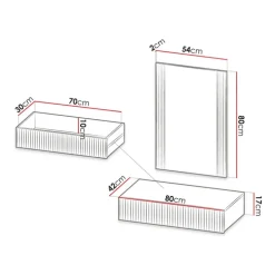 Mobile ingresso sospeso 80x97h cm con specchio cannettato quercia Essence