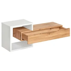 Mobile ingresso sospeso 100x160h cm con specchio rovere bianco Dante 2 Gihome®