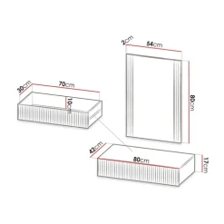 Mobile ingresso sospeso 80x97h cm con specchio cannettato antracite Essence