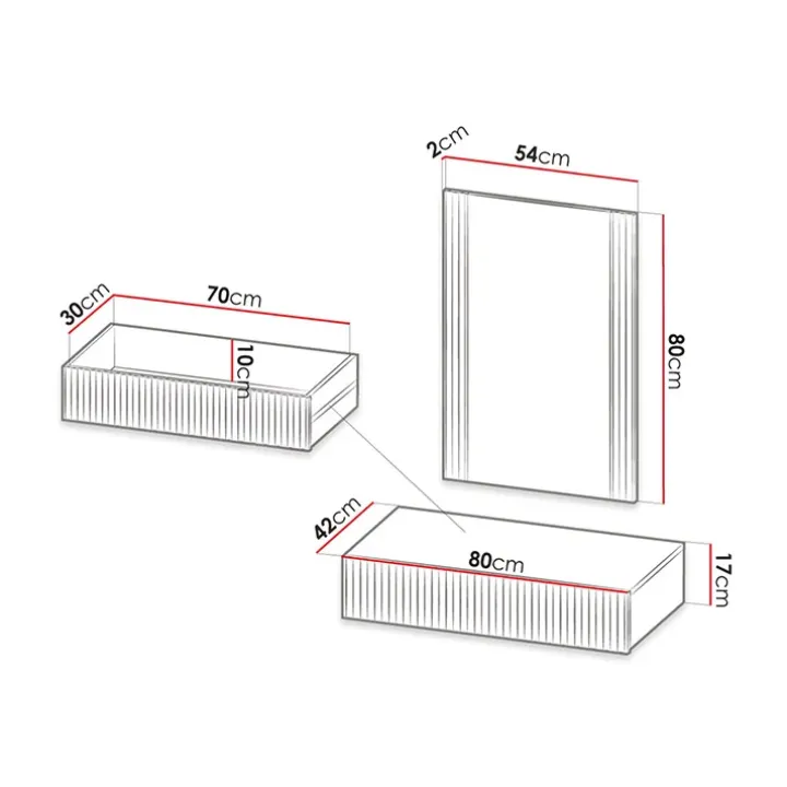Mobile ingresso sospeso 80x97h cm con specchio cannettato antracite Essence