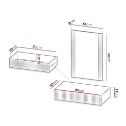 Mobile ingresso sospeso 80x97 h cm con specchio cannettato bianco Essence
