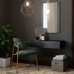 Mobile ingresso sospeso 80x97h cm con specchio cannettato nero Essence