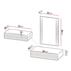 Mobile ingresso sospeso 80x97h cm con specchio cannettato nero Essence