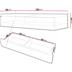 Mobile ingresso sospeso 100x20h cm con cassetto bianco Magnolia