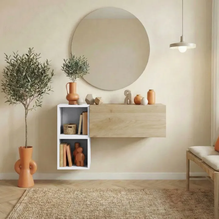 Mobile ingresso sospeso 97x56h cm grigio chiaro rovere chiaro Sunset 1001
