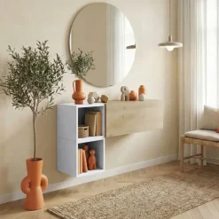 Mobile ingresso sospeso 97x56h cm grigio chiaro rovere chiaro Sunset 1001