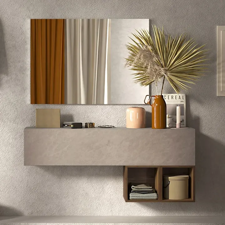Mobile ingresso 138x88h cm 1 anta 2 cubi tortora rovere Sunset 55