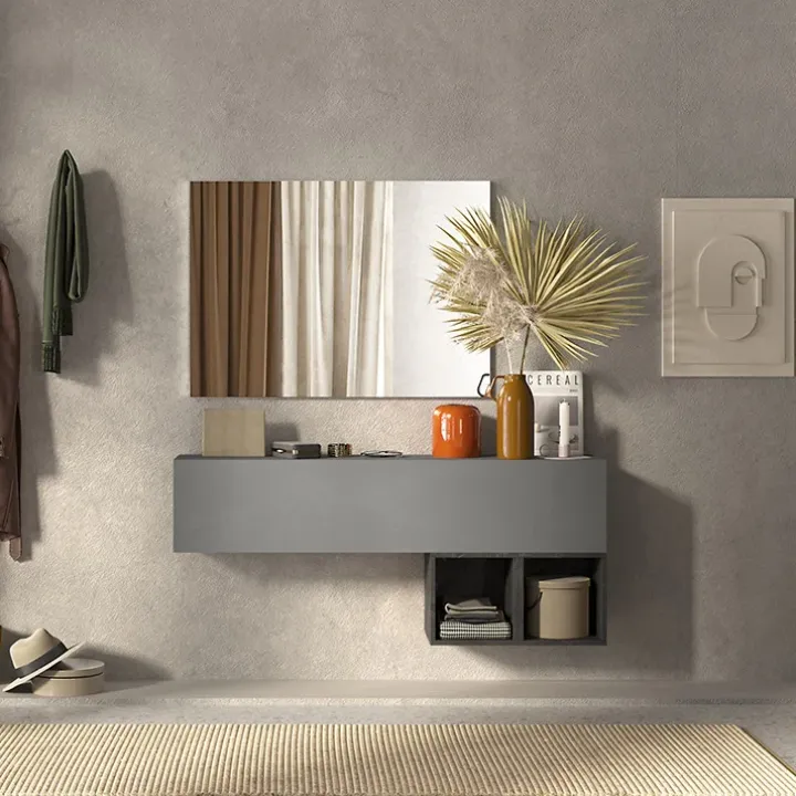 Mobile ingresso 138x88h cm 1 anta 2 cubi grigio scuro antracite Sunset 55