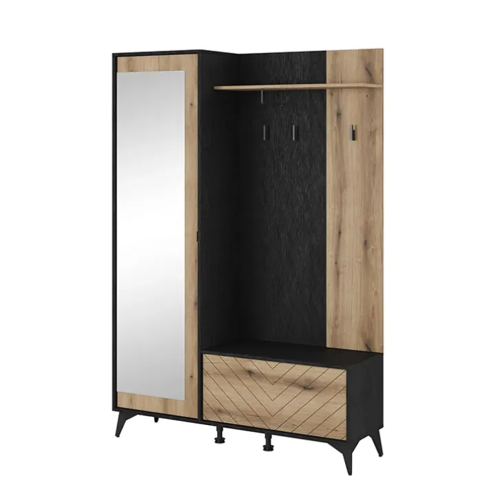 Mobile ingresso 135x197h cm appendiabiti quercia nero Becca