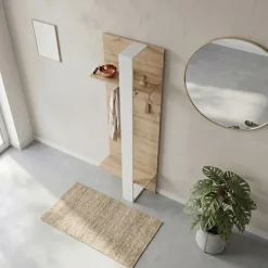 Mobile ingresso 56x183h cm appendiabiti con mensole rovere bianco Catania