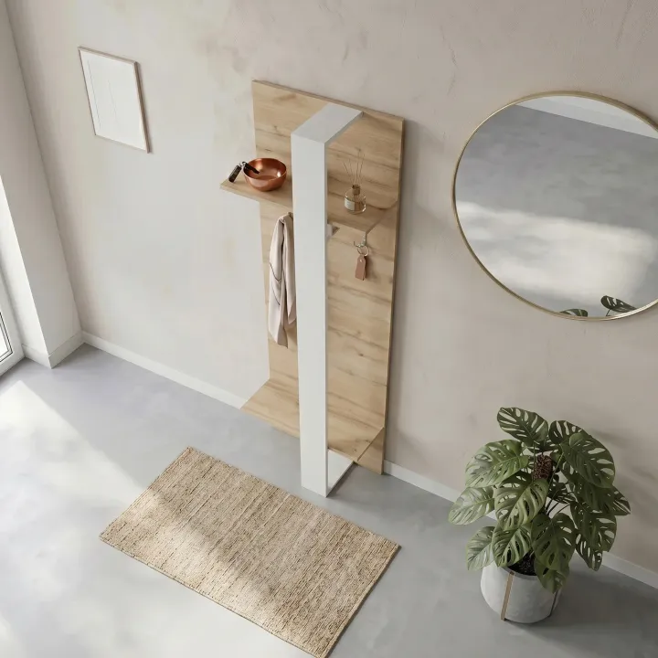 Mobile ingresso 56x183h cm appendiabiti con mensole rovere bianco Catania