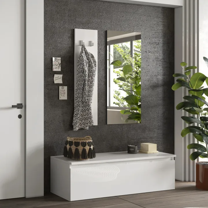 Mobile ingresso 138x165h cm bianco lucido Sunset 109