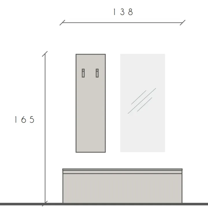 Mobile ingresso 138x165h cm bianco lucido Sunset 109