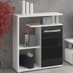 Mobile ingresso 80x95h cm bianco opaco nero lucido Lexy