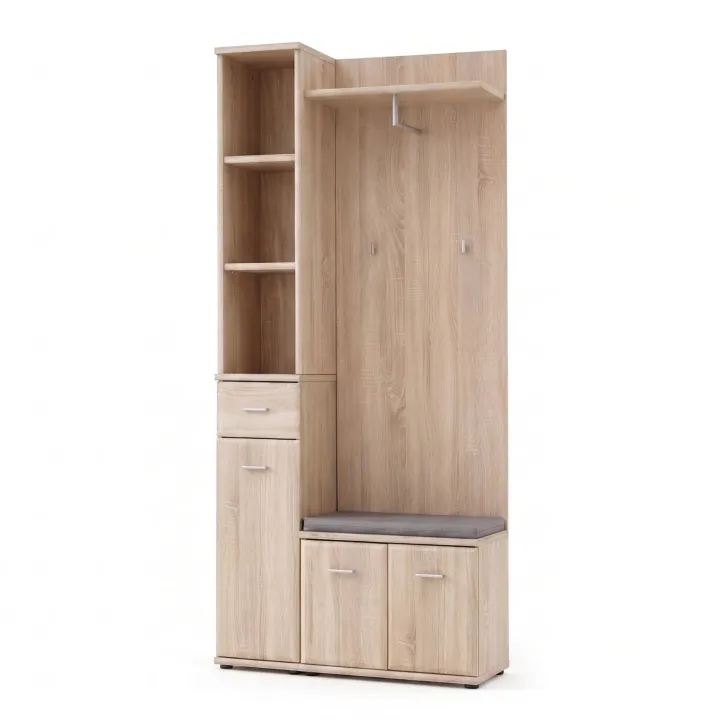 Mobile ingresso 90x203h cm con appendiabiti rovere sonoma California 1 Gihome®