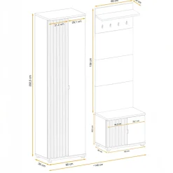 Mobile ingresso 150x202h cm con appendiabiti cannettatto rovere nero Berlino