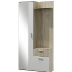Mobile ingresso 97x195h cm con attaccapanni e specchio sonoma bianco Zefira