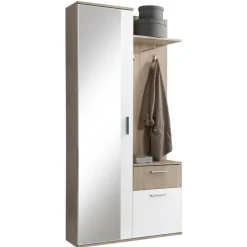 Mobile ingresso 97x195h cm con attaccapanni e specchio sonoma bianco Zefira