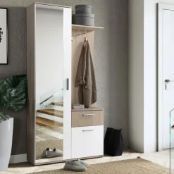 Mobile ingresso 97x195h cm con attaccapanni e specchio sonoma bianco Zefira