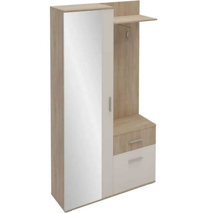 Mobile ingresso 97x195h cm con attaccapanni e specchio sonoma bianco Zefira