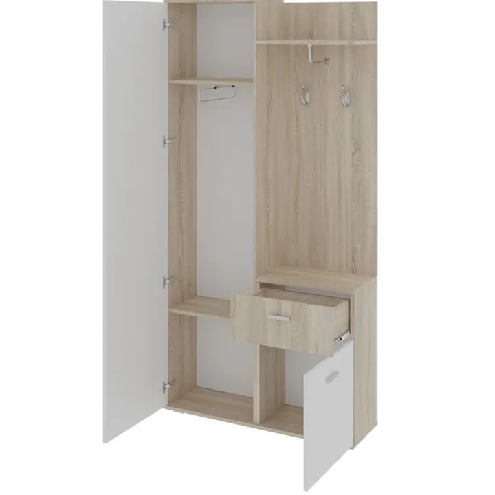 Mobile ingresso 97x195h cm con attaccapanni e specchio sonoma bianco Zefira