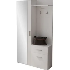 Mobile ingresso 97x195h cm con attaccapanni e specchio bianco Zefira
