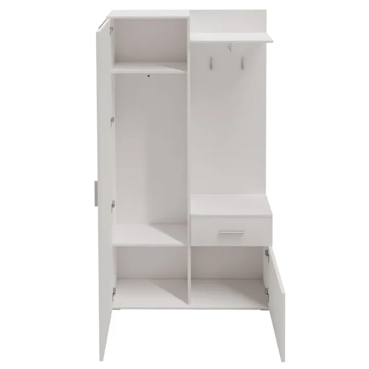 Mobile ingresso 97x195h cm con attaccapanni e specchio bianco Zefira