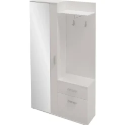 Mobile ingresso 97x195h cm con attaccapanni e specchio bianco Zefira