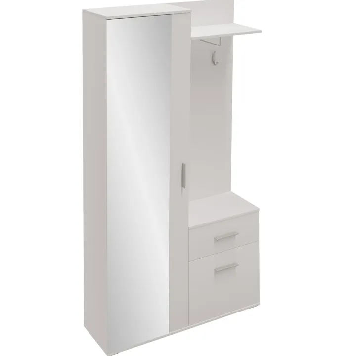 Mobile ingresso 97x195h cm con attaccapanni e specchio bianco Zefira