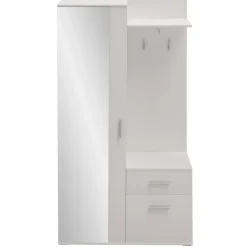 Mobile ingresso 97x195h cm con attaccapanni e specchio bianco Zefira