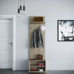 Mobile ingresso 60x190h cm con scarpiera e appendiabiti rovere sonoma scuro London