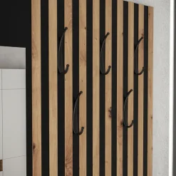 Mobile ingresso 172x205h cm con scarpiera e specchio rovere rustico bianco Welly 3