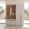 Mobile ingresso 160x189h cm con scarpiera e appendiabiti rovere scuro beige cashmere Karpathos