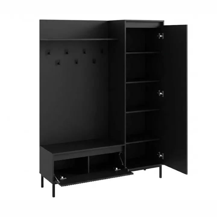 Mobile ingresso 135x180h cm con specchio design cannettato nero Strike