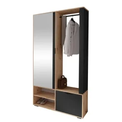 Mobile ingresso 100x190h cm con specchio rovere nero Umea