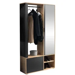 Mobile ingresso 100x190h cm con specchio rovere nero Umea
