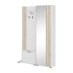 Mobile ingresso 132x192h cm con specchio moderno quercia bianco Miller