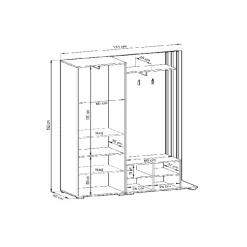 Mobile ingresso 132x192h cm con specchio moderno quercia bianco Miller