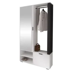 Mobile ingresso 100x190h cm con specchio bianco nero Umea